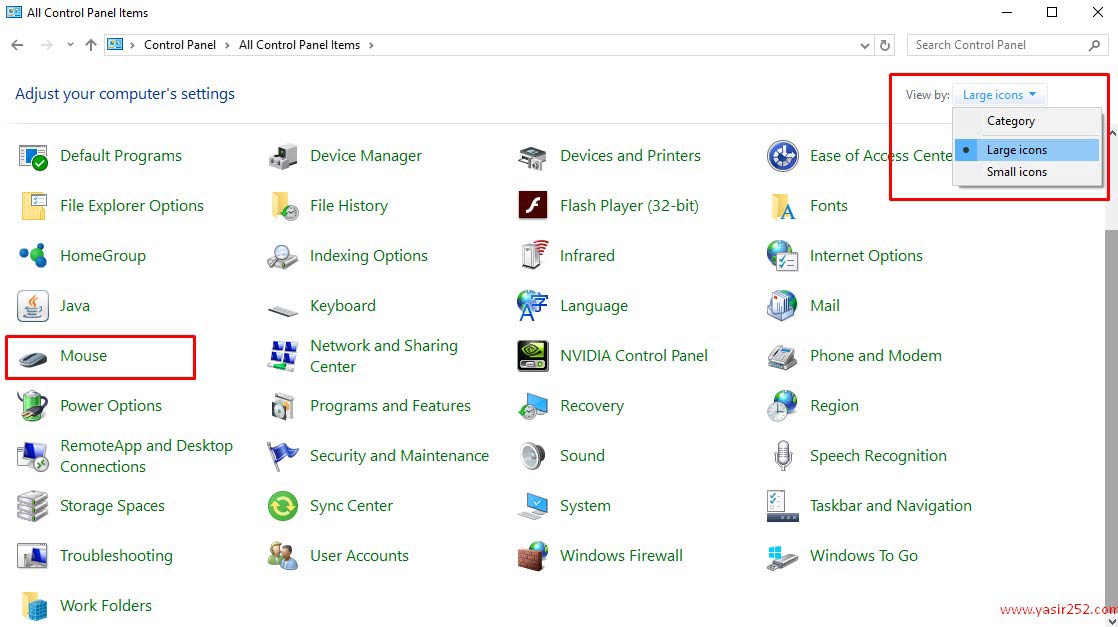 Control Panel Mouse Windows 7/8