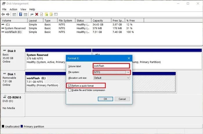 Format Settings USB Flashdisk via Disk Management Format Settings USB Flashdisk via Disk Management