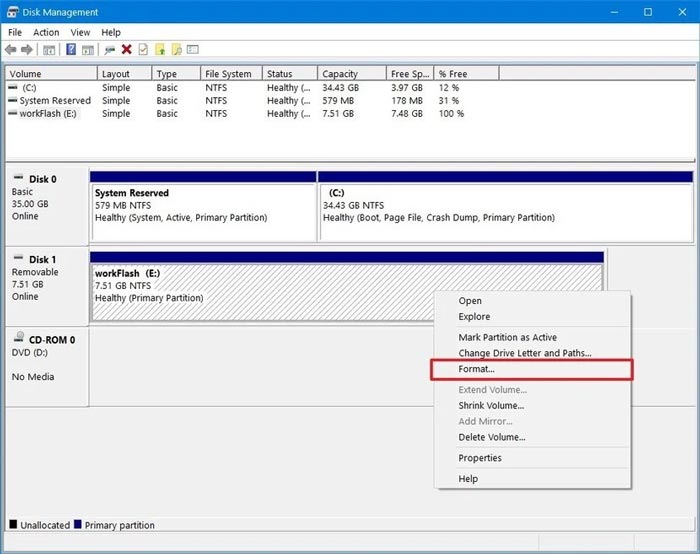 Cara Format Flashdisk via Disk Management Cara Format Flashdisk via Disk Management