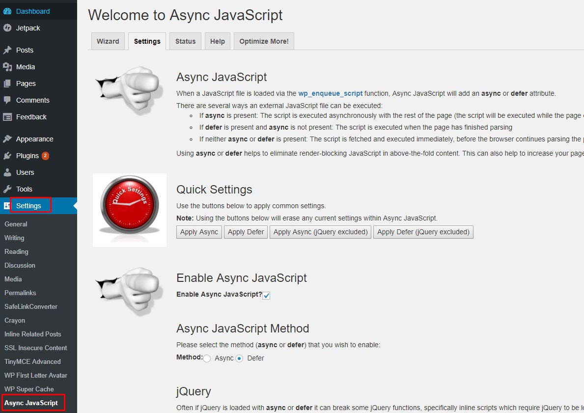 Cara Async Javascript WordPress Yasir252
