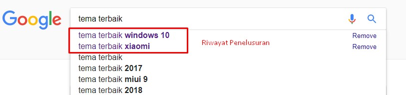 cara menghapus penelusuran di google