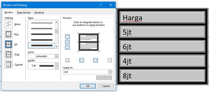 cara membuat tabel di word 2013