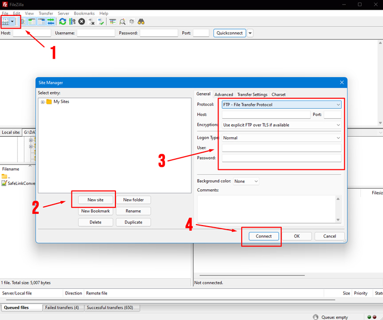 Cara Connect FTP CPanel FileZilla