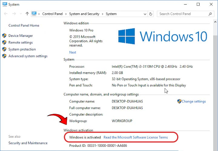 Aktivasi Windows 10 Pro berhasil dengan KMSpico