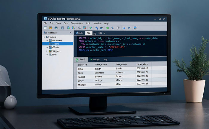 Tampilan antarmuka SQLite Expert Professional