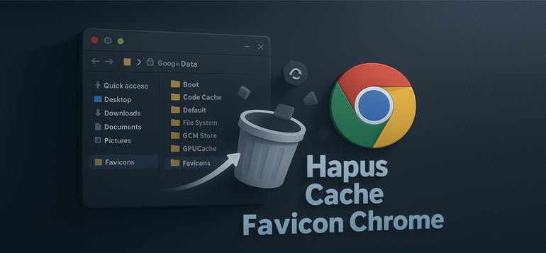 Langkah hapus cache favicon Chrome untuk memperbaiki favicon tidak tampil di tab
