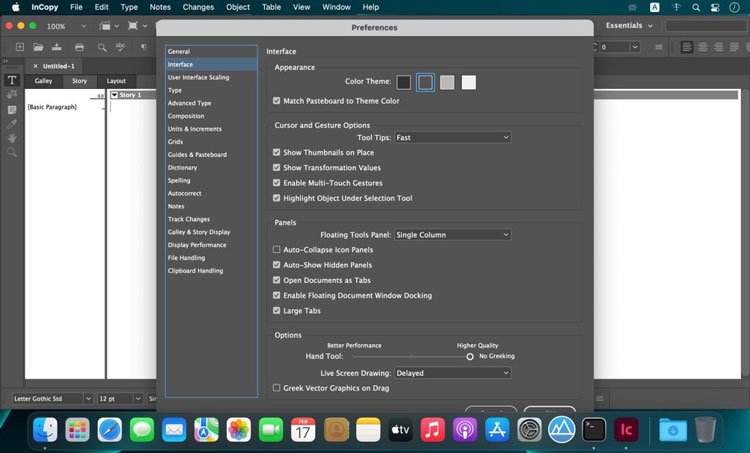 Adobe InCopy 2026 MacOS Full Version yang sedang menusun text di layout dari indesign