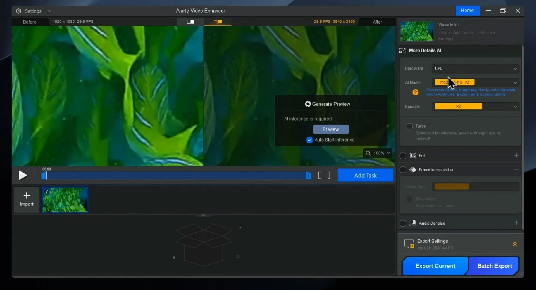 Aiarty Video Enhancer Full Version User Interface Video Enhancement Windows