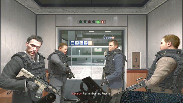Call of Duty Modern Warfare 2 Free Download opening scene in elevator with Russian forces