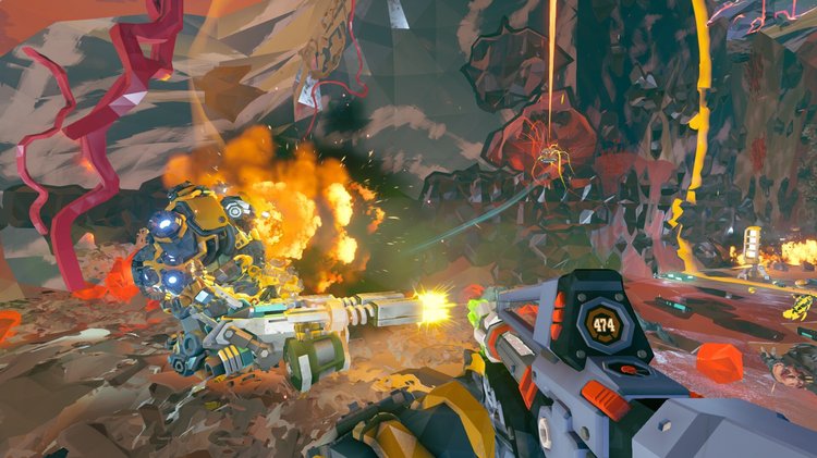 Deep Rock Galactic Rogue Core gameplay chaos fighting aliens