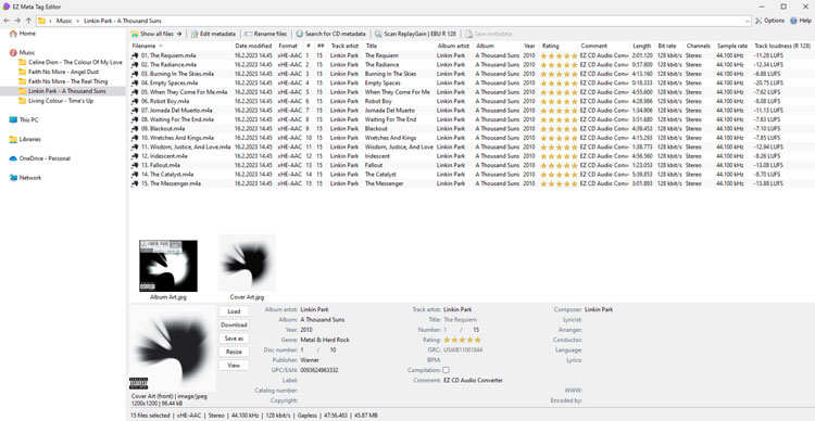 EZ Meta Tag Editor Full Version saat sedang mengedit koleksi musik di Windows