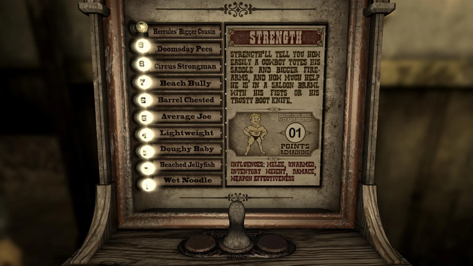Fallout New Vegas gameplay character status UI