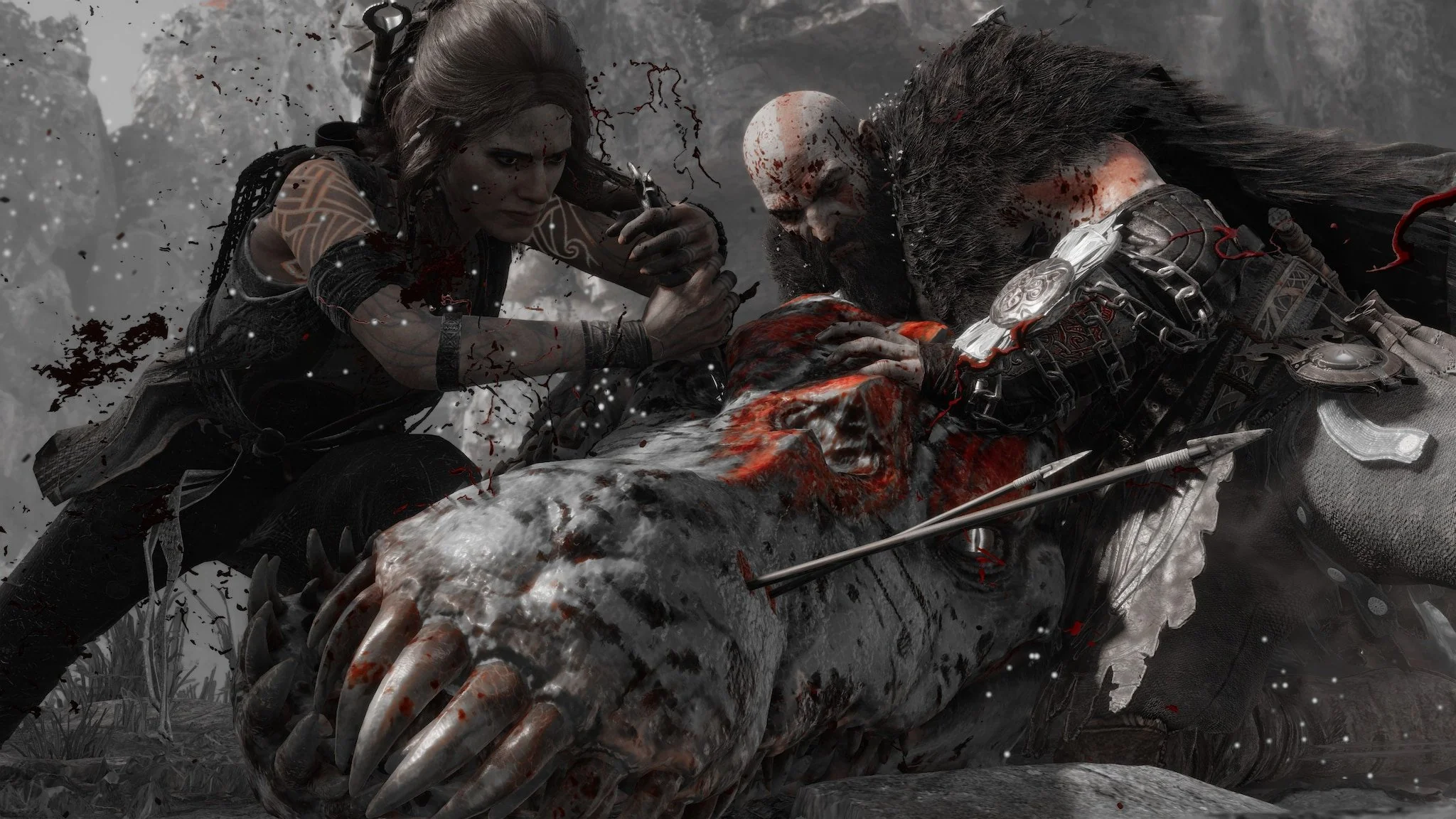 God of War Ragnarok cutscene takedown monster