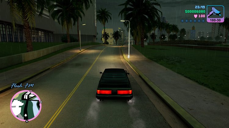 Grand Theft Auto Vice City Definitive Edition PC Gameplay berkeliling dengan mobil klasik di jalanan Vice City
