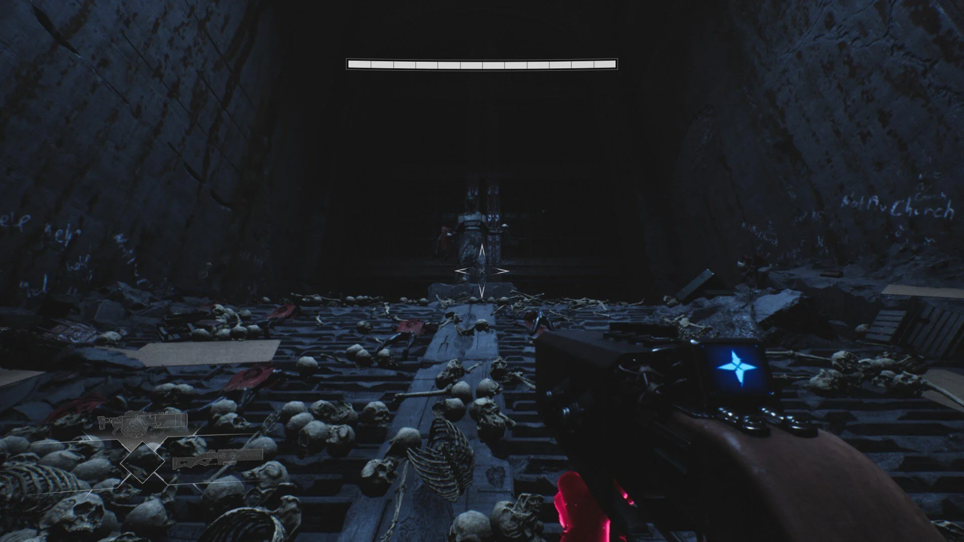 Luna Abyss gameplay entering skull-filled area