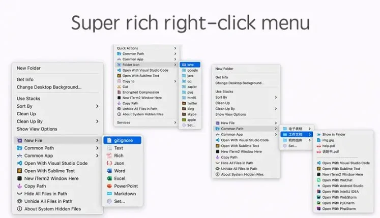 MouseBoost Pro Mac right click menu example