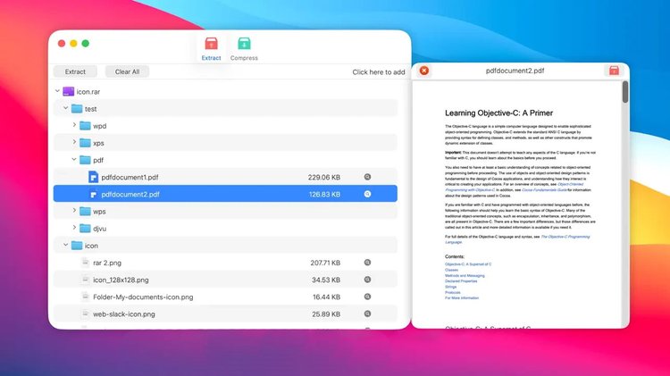 RAR Extractor Mac application interface screenshot