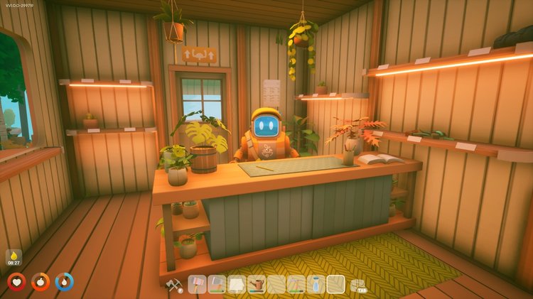 Solarpunk Gameplay bertemu NPC trader untuk trading barang