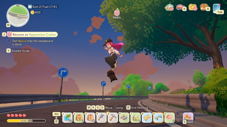 Exploring area with skateboard