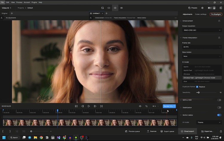 Topaz Video Full Version v1.6.1 User Interface Workspace